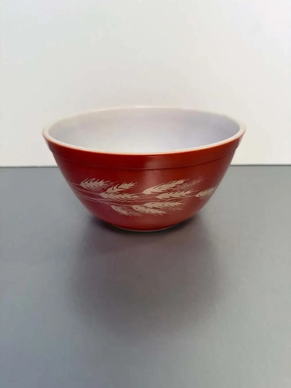 Vintage Pyrex Glass‎ Mixing Bowl # 402 Autumn Harvest Wheat Rusty Brown Orange